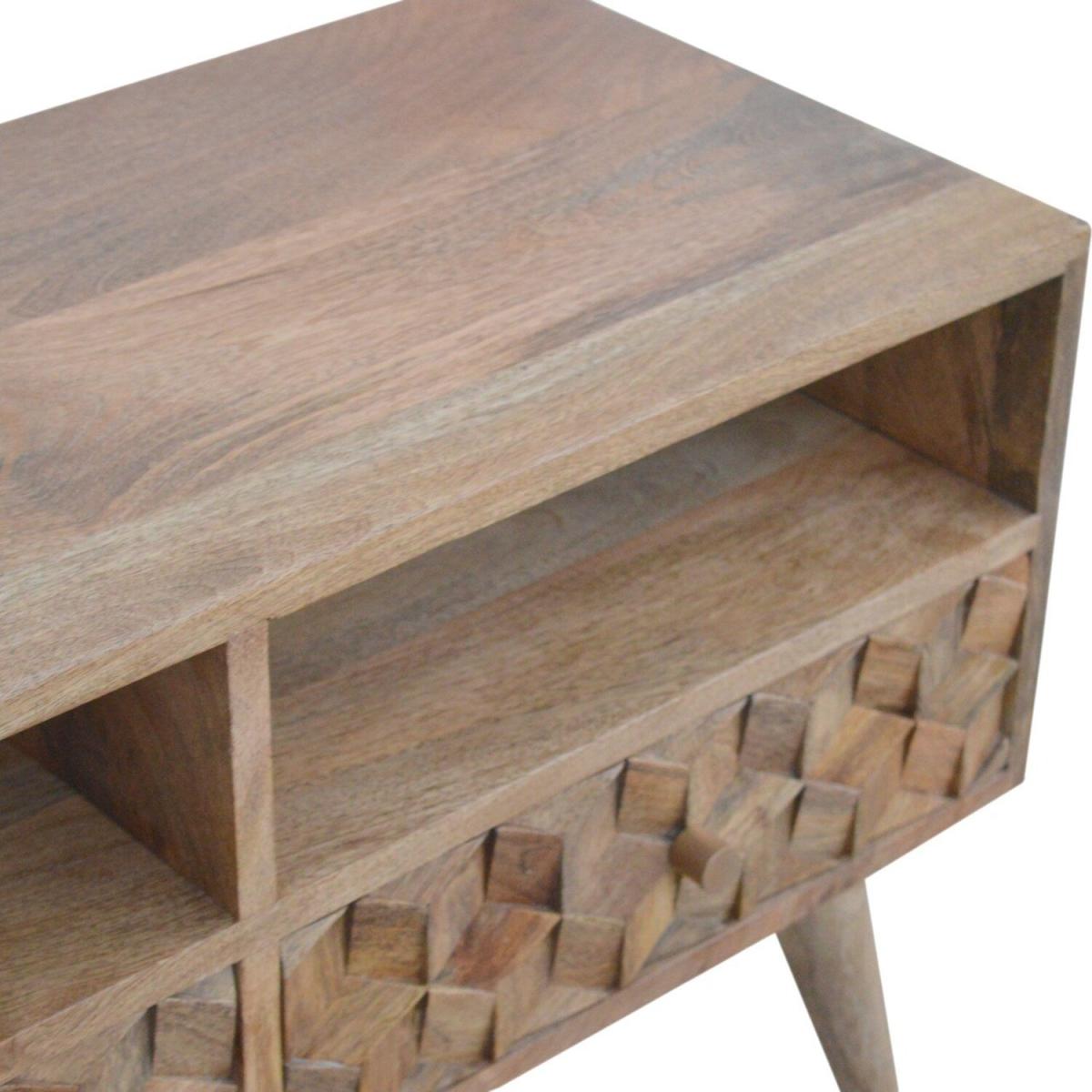 Cube Carved 2 Drawer, 2 Slot TV Unit - Orange – image 5