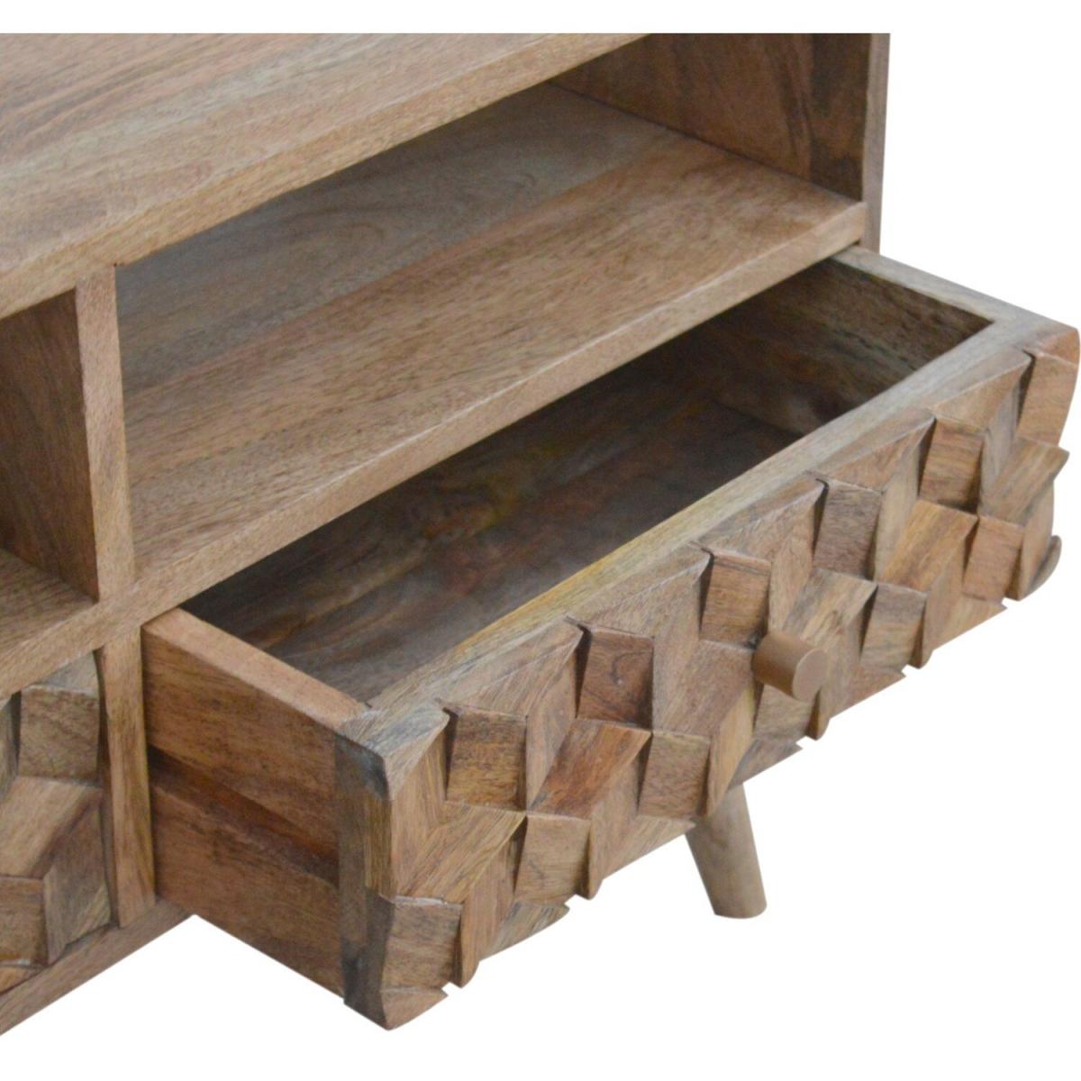 Cube Carved 2 Drawer, 2 Slot TV Unit - Orange – image 6
