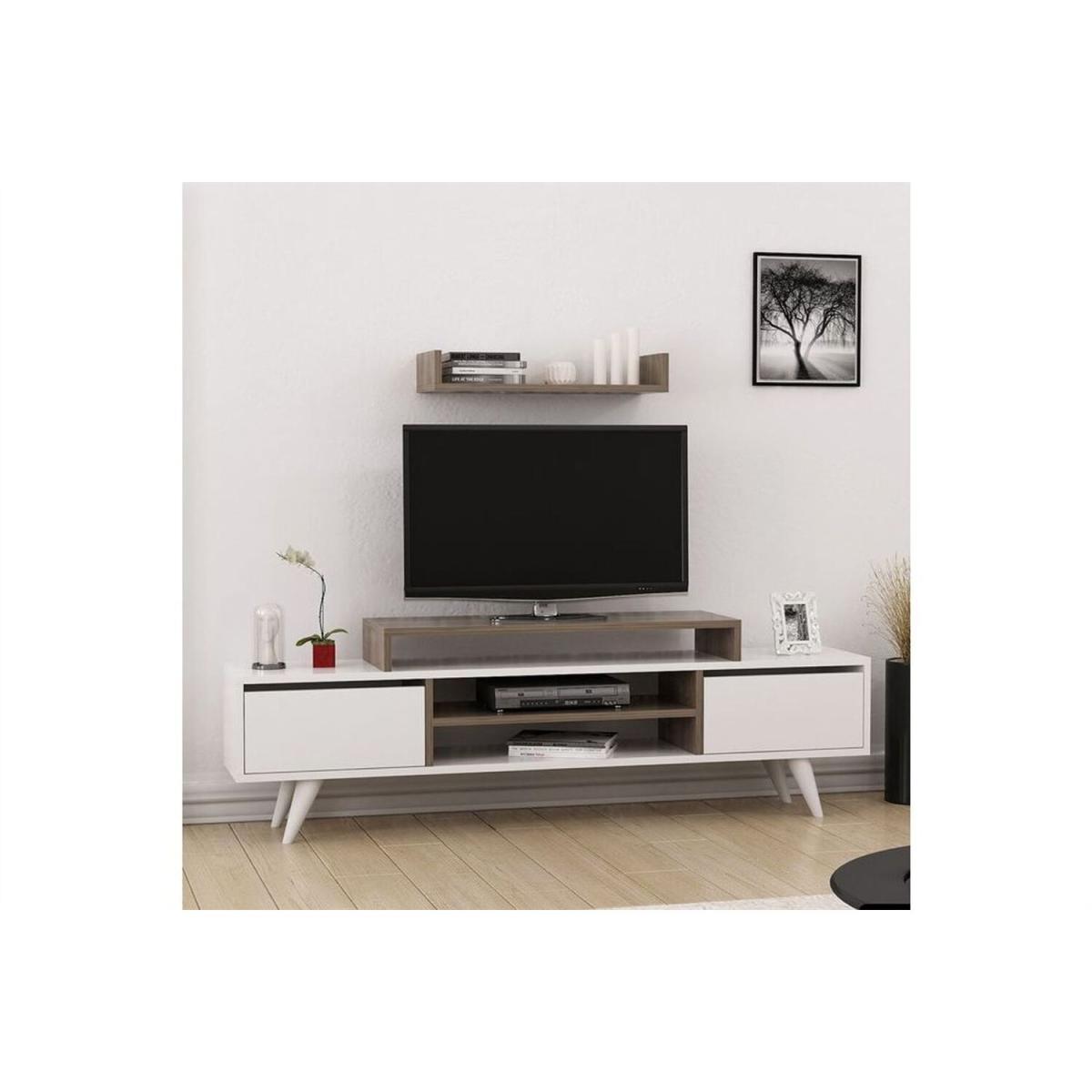 Melis TV Unit Walnut White 160 Cm - Walnut – image 2