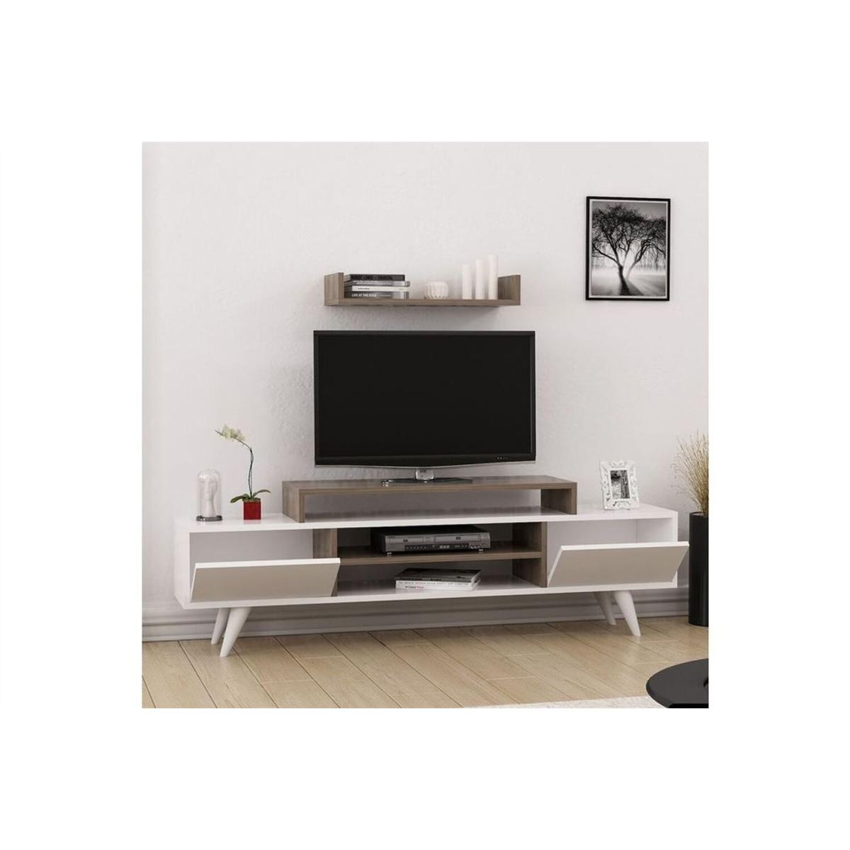 Melis TV Unit Walnut White 160 Cm - Walnut – image 3