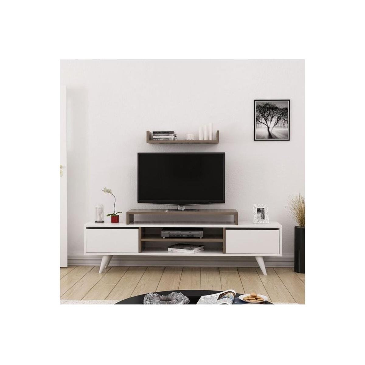 Melis TV Unit Walnut White 160 Cm - Walnut – image 1