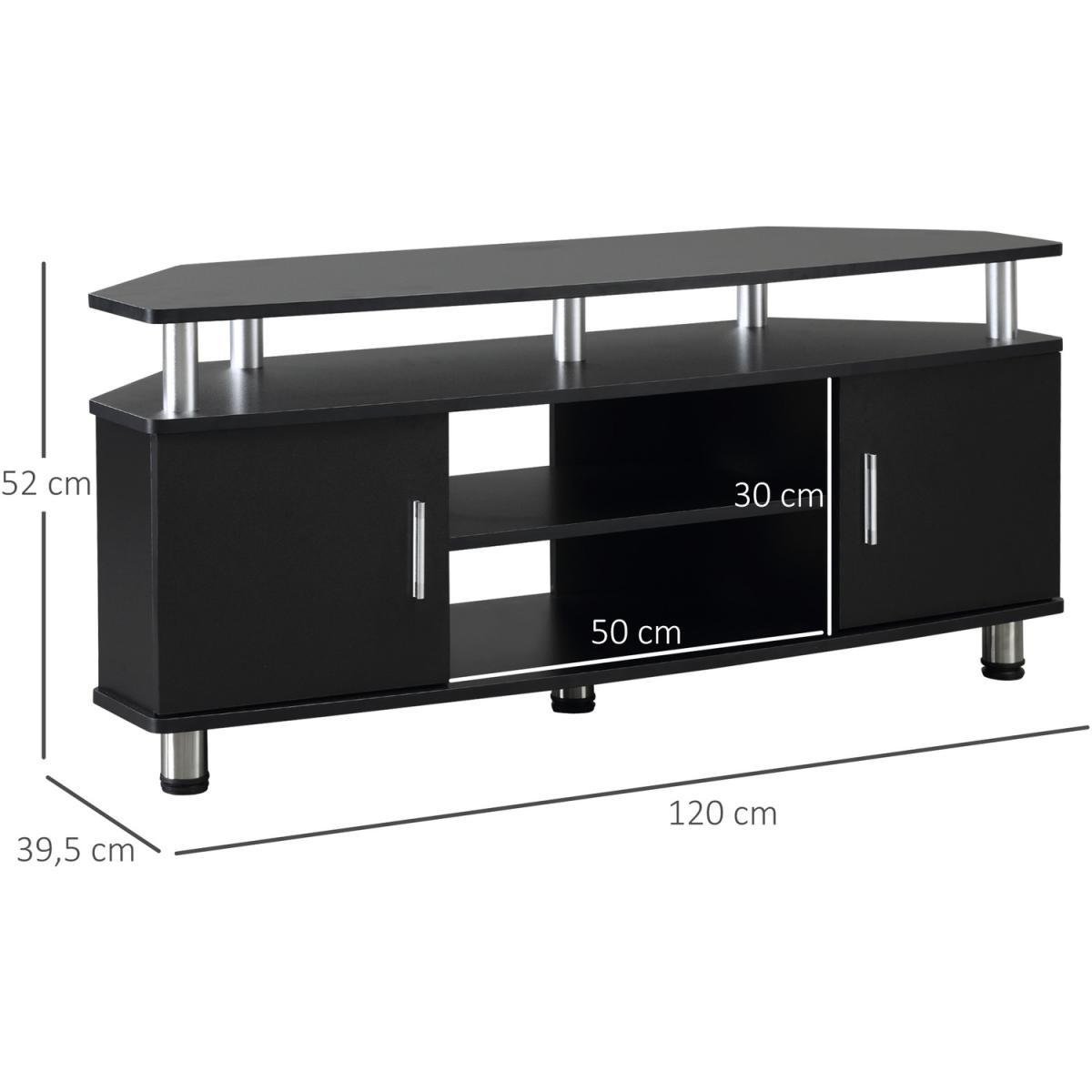 TV Unit Cabinet with Storage Shelves and Cupboard - Black – image 2