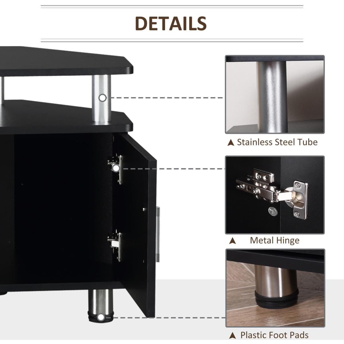 TV Unit Cabinet with Storage Shelves and Cupboard - Black – image 4