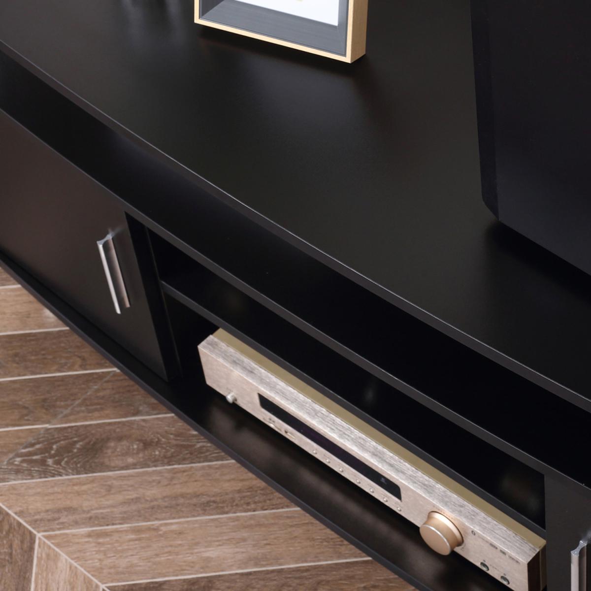 TV Unit Cabinet with Storage Shelves and Cupboard - Black – image 6