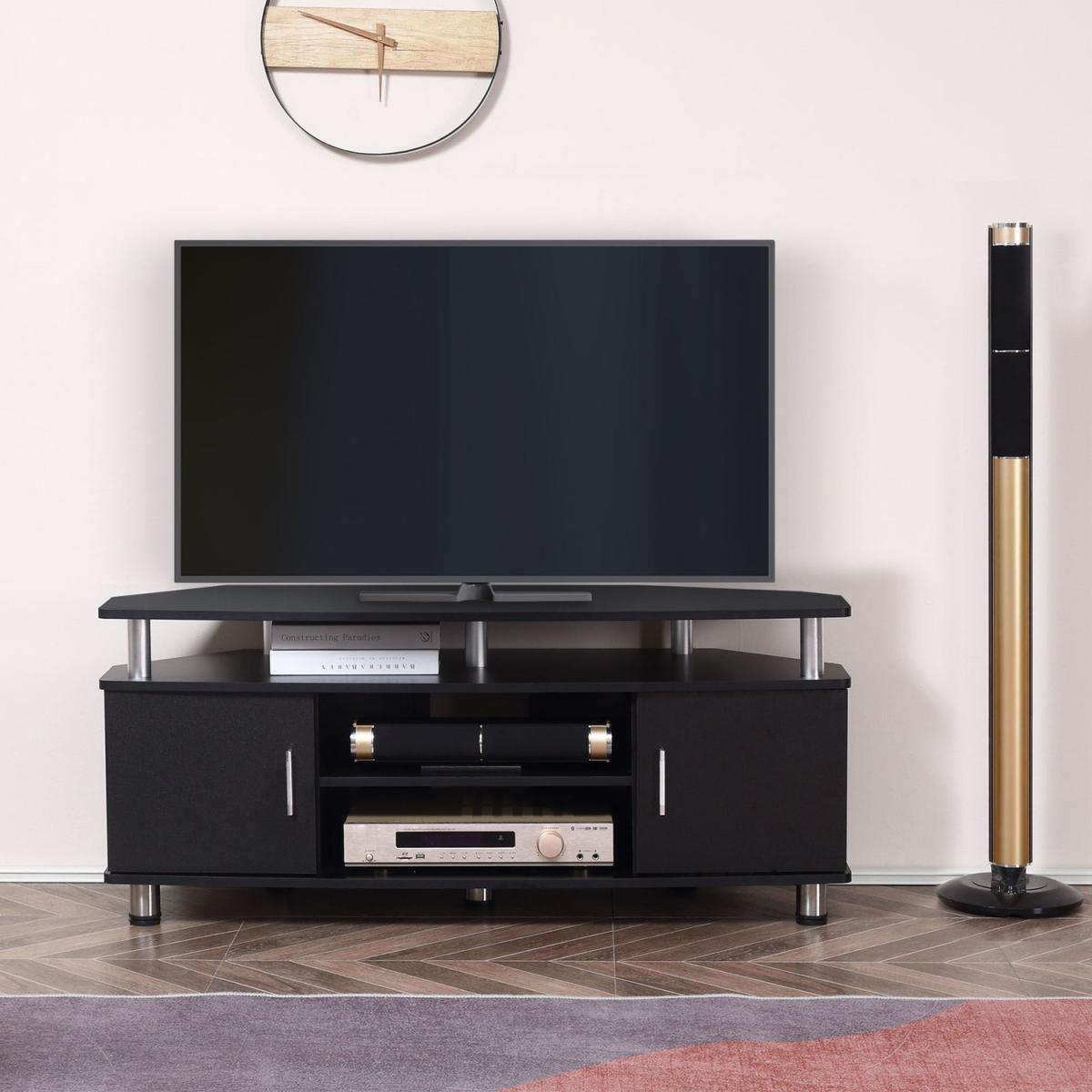 TV Unit Cabinet with Storage Shelves and Cupboard - Black – image 1
