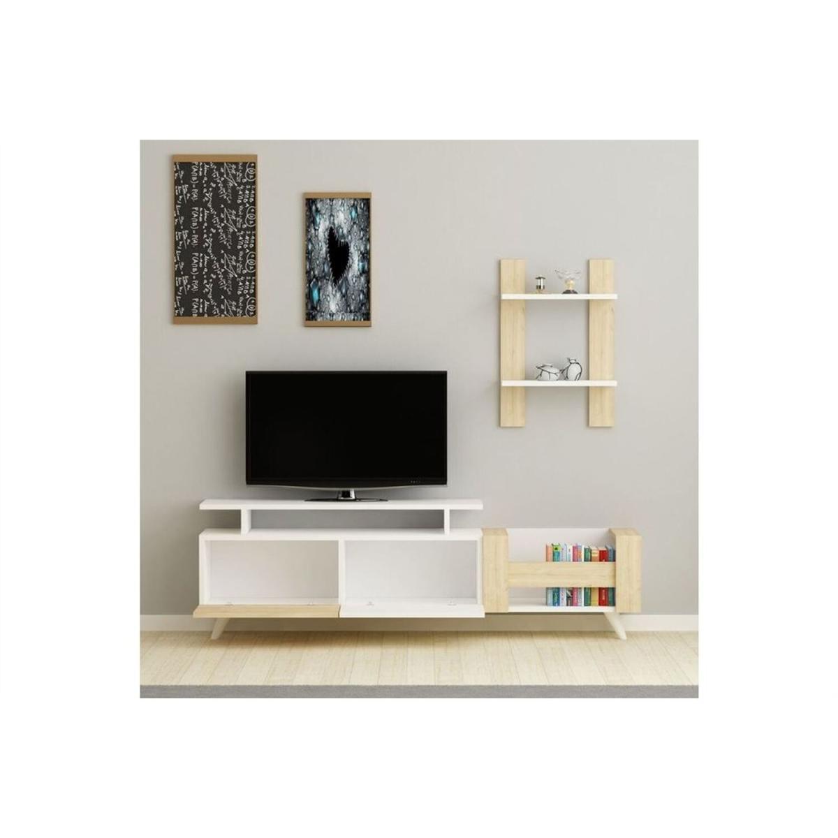 Ikon TV Unit White Oak - White & Oak – image 2