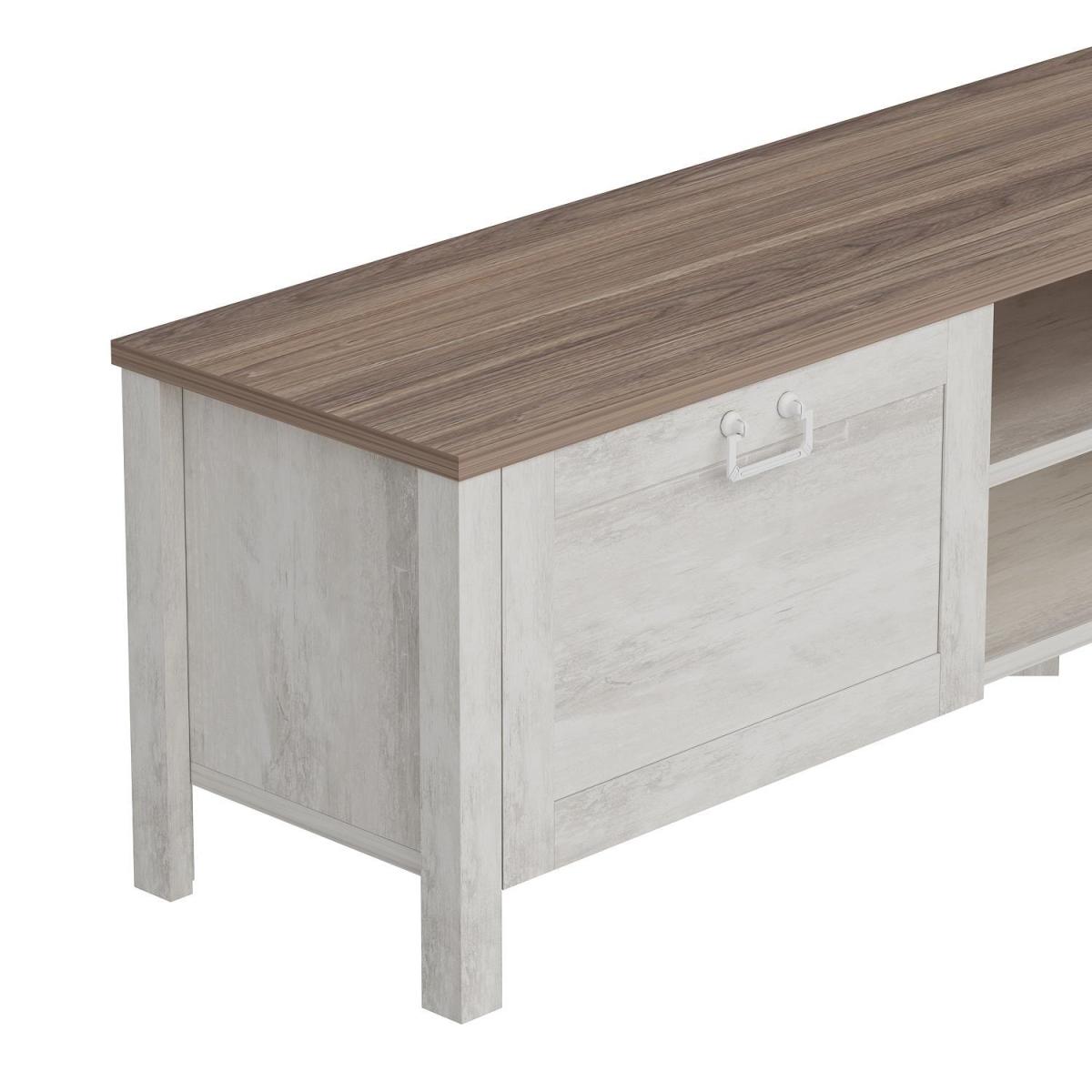 Sento Entertainment TV Stand, TV Table and Lowboard, White Reclaimed Wood Look - White – image 3