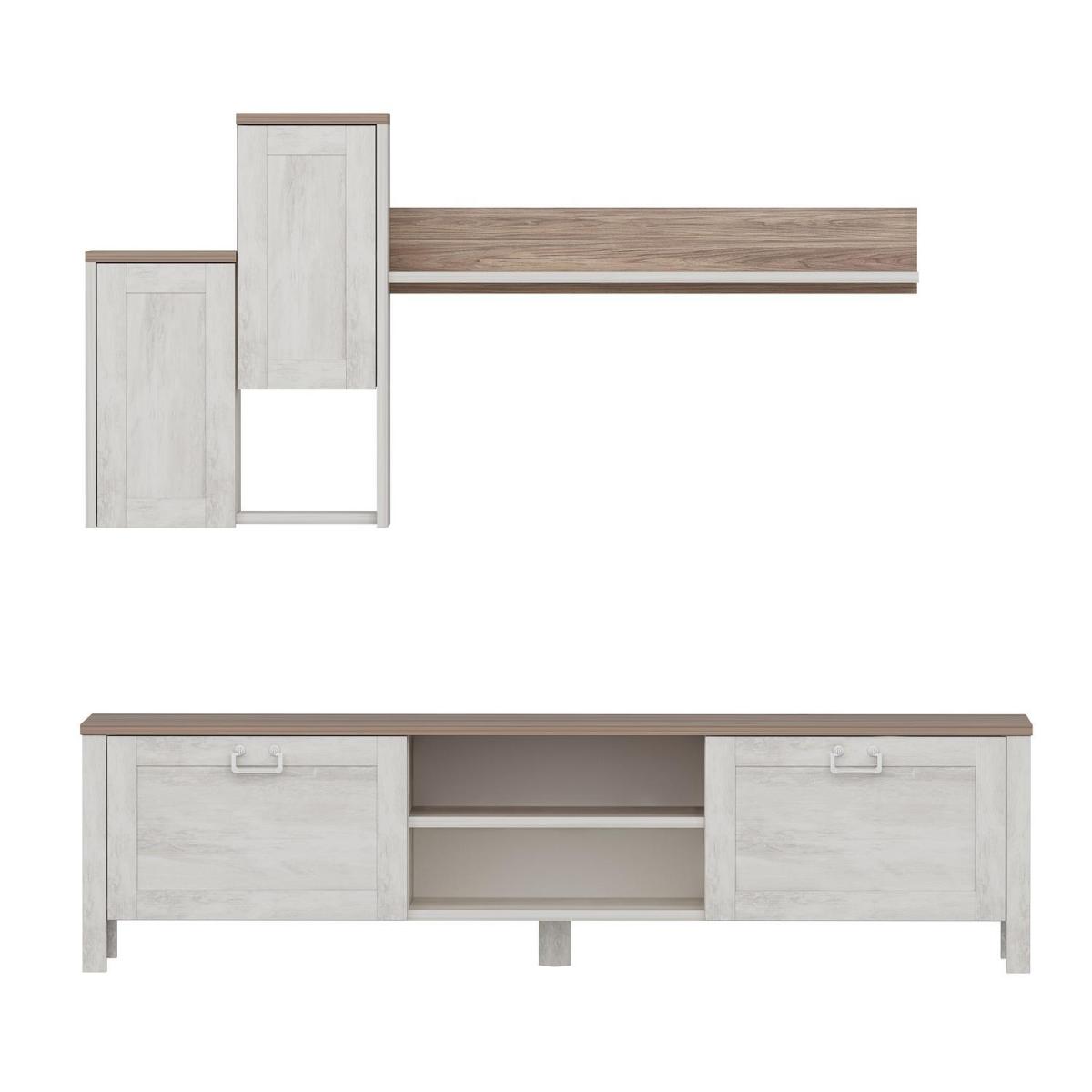 Sento Entertainment TV Stand, TV Table and Lowboard, White Reclaimed Wood Look - White – image 4