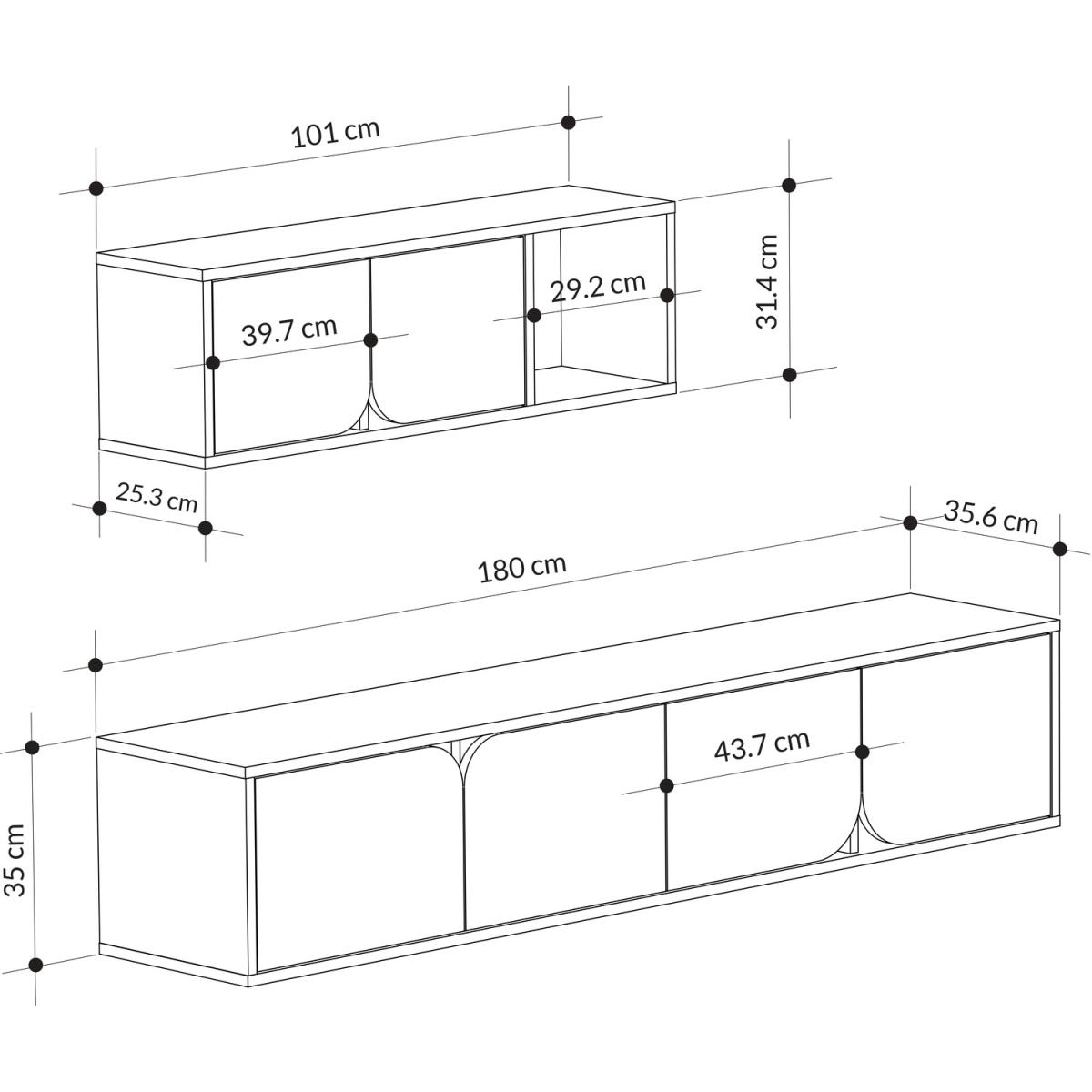 Spark Modern Tv Unit With Wall Storage Unit 180cm - White – image 2
