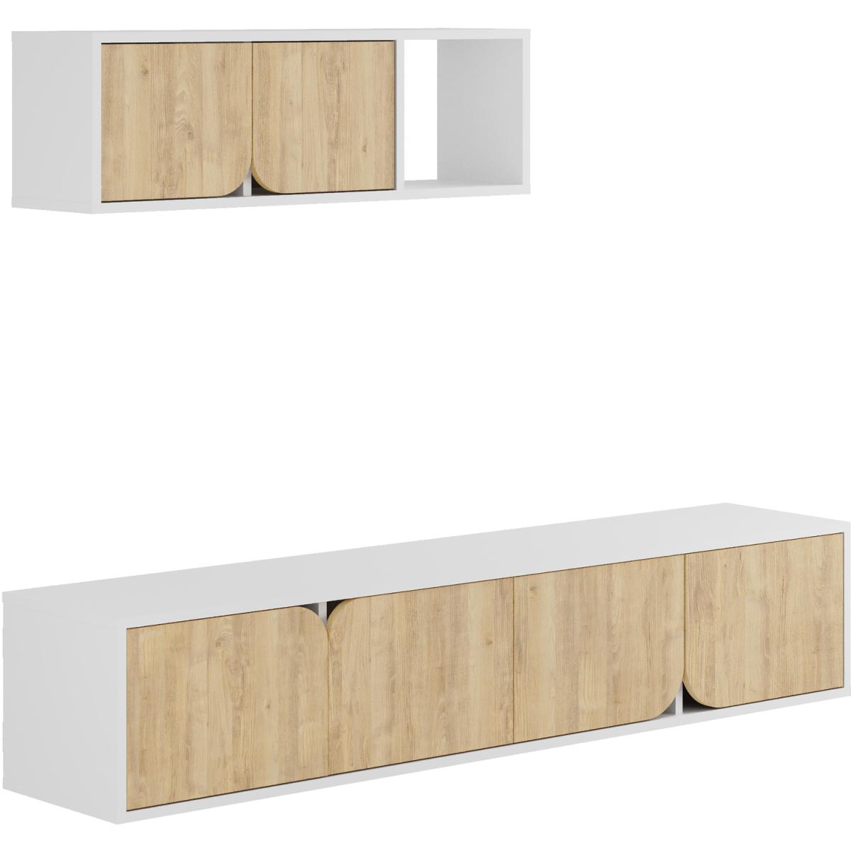 Spark Modern Tv Unit With Wall Storage Unit 180cm - White – image 3