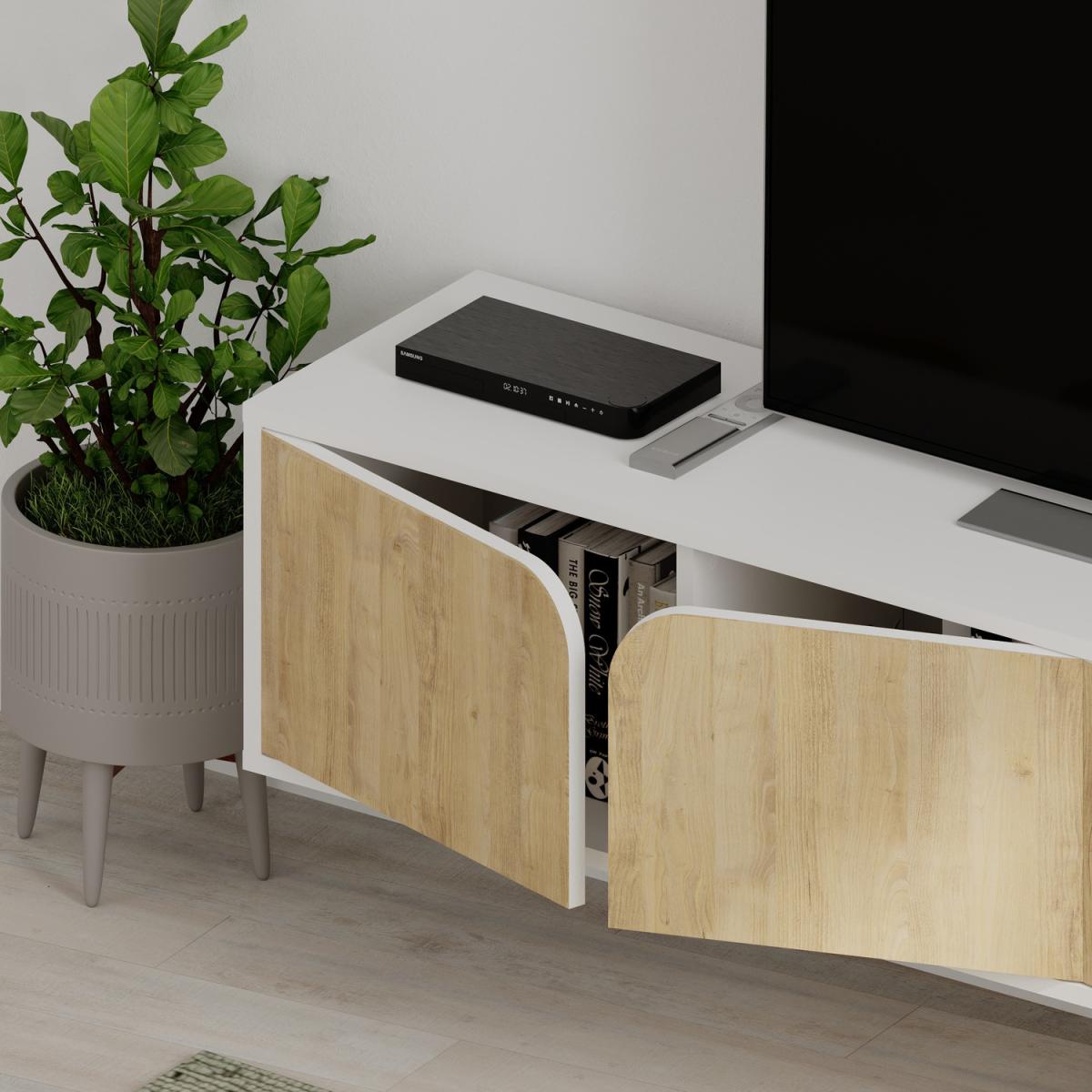 Spark Modern Tv Unit With Wall Storage Unit 180cm - White – image 4