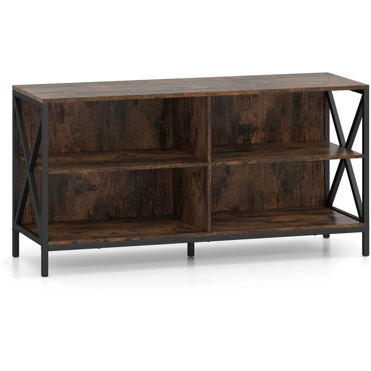 120CM Entertainment TV Stand with Open Storage Shelves-Brown - Brown – image 10