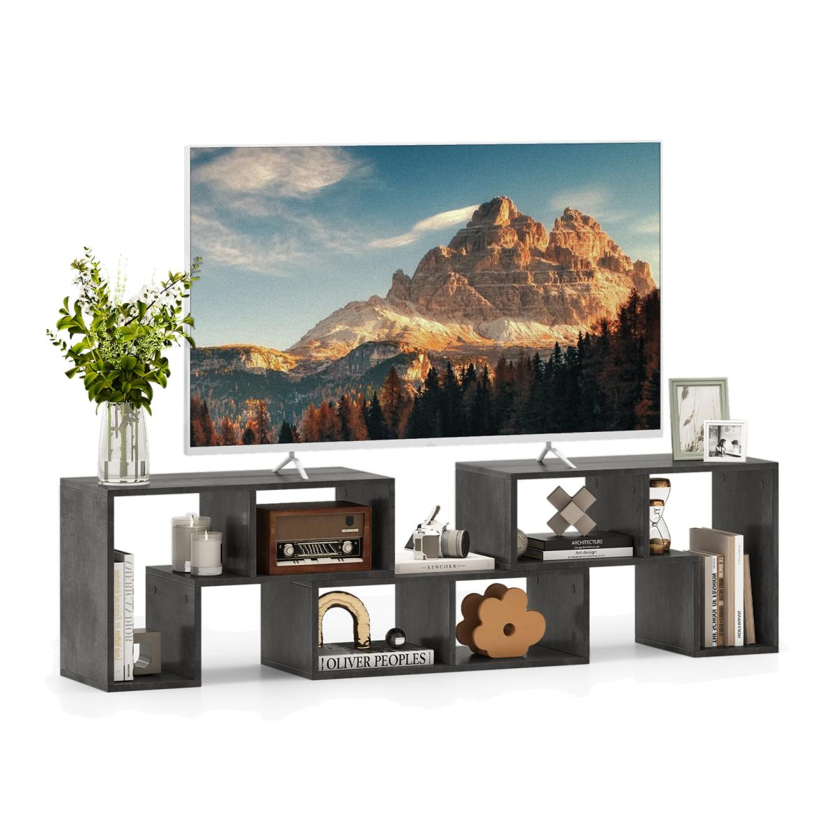 3 Pieces Adjustable TV Console Stand - Grey
