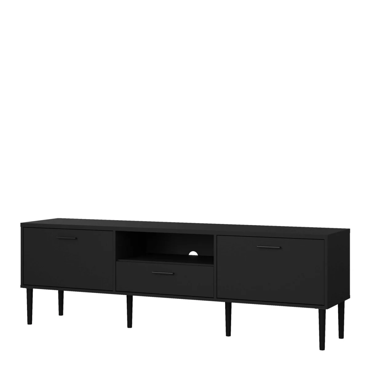 Nagoya TV Unit 2 Doors 1 Drawer 3 Open Compartments - Black – image 2