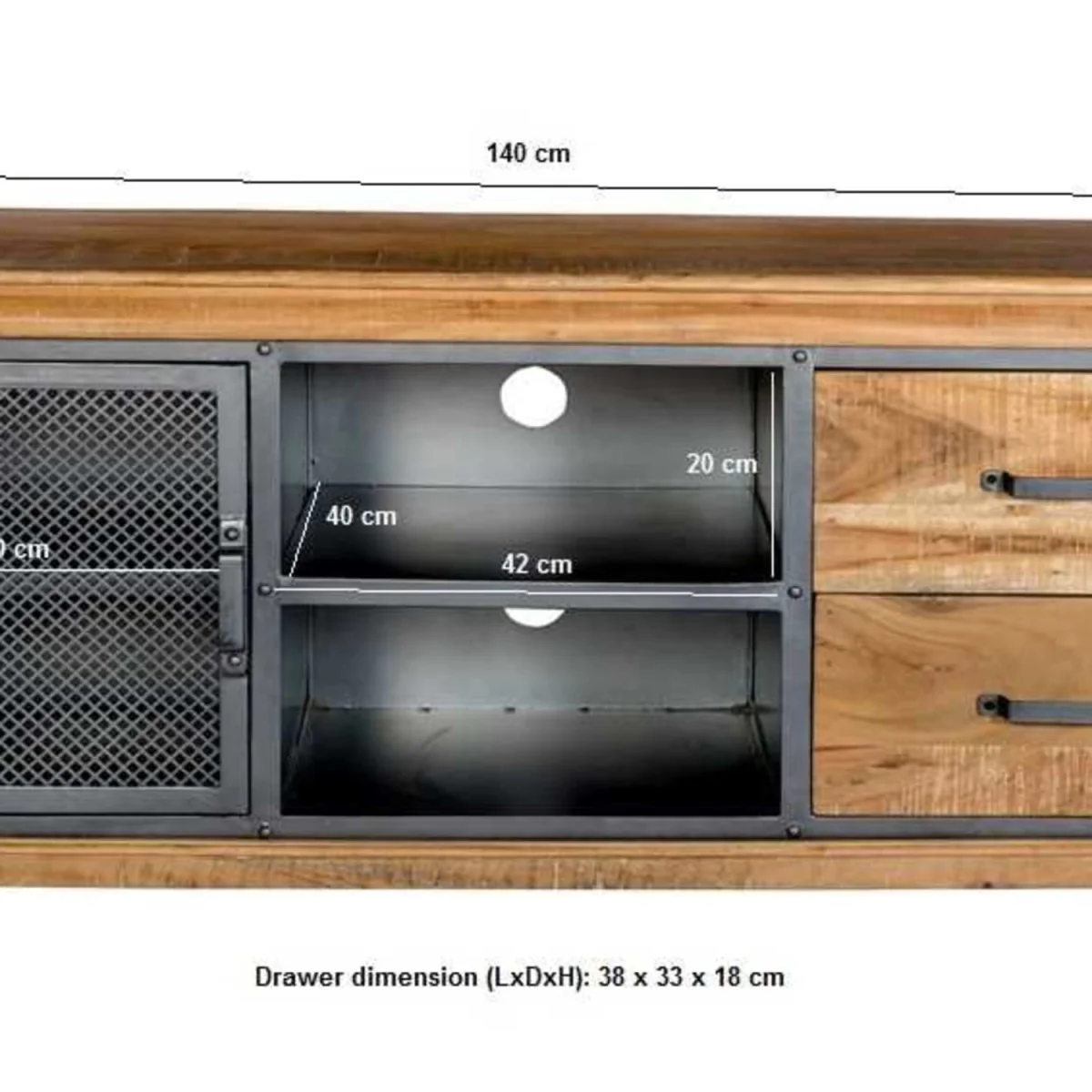 Albatross Mango and Acacia TV Unit 1 Door 2 Drawers - Brown – image 2