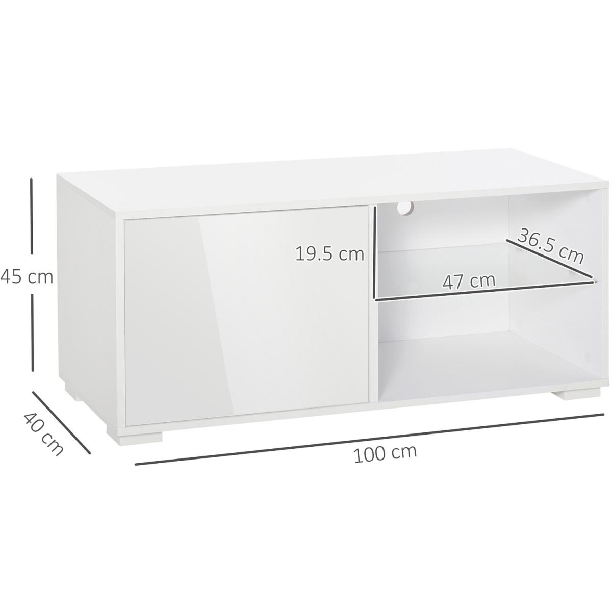 High Gloss TV Stand Storage Cabinet - White, High Gloss White – image 2