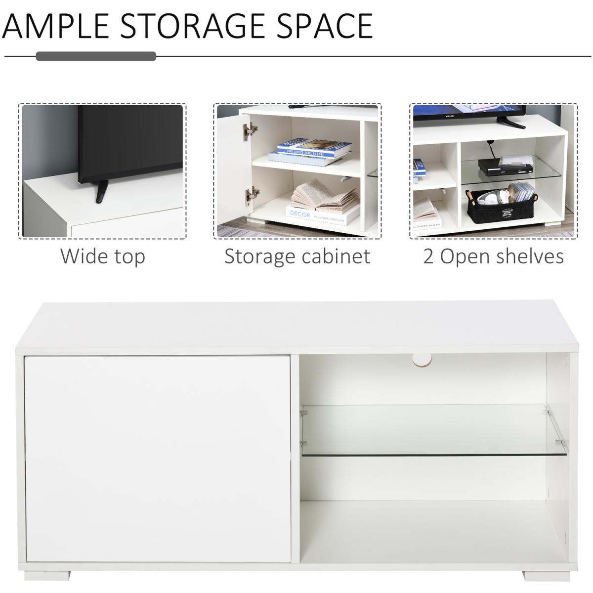 High Gloss TV Stand Storage Cabinet - White, High Gloss White – image 4