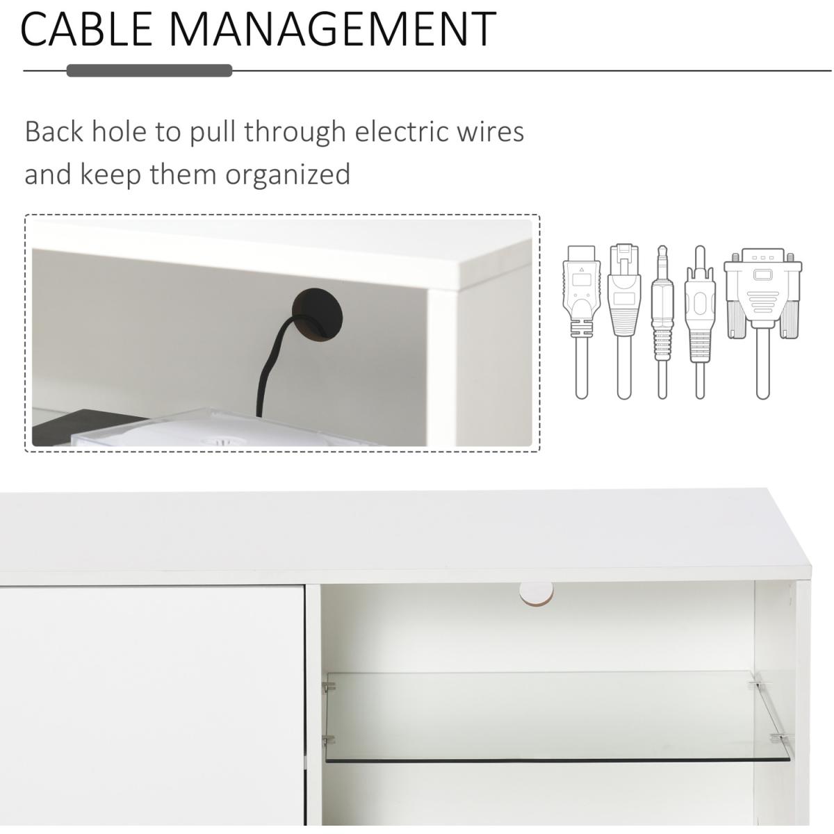 High Gloss TV Stand Storage Cabinet - White, High Gloss White – image 5