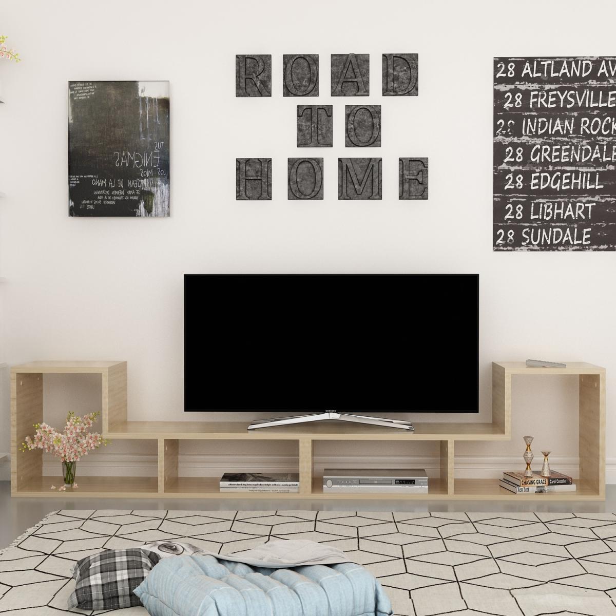 Tetris 120 cm Two L-Shaped Pieces Tv Stand with Adjustable Shelves - White – image 5