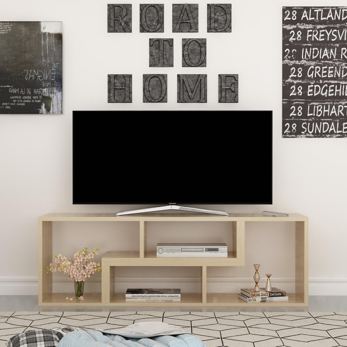 Tetris 120 cm Two L-Shaped Pieces Tv Stand with Adjustable Shelves - White – image 6