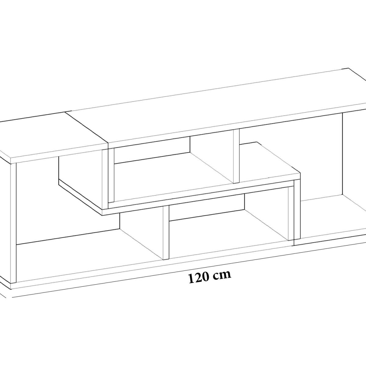 Tetris 120 cm Two L-Shaped Pieces Tv Stand with Adjustable Shelves - White – image 8