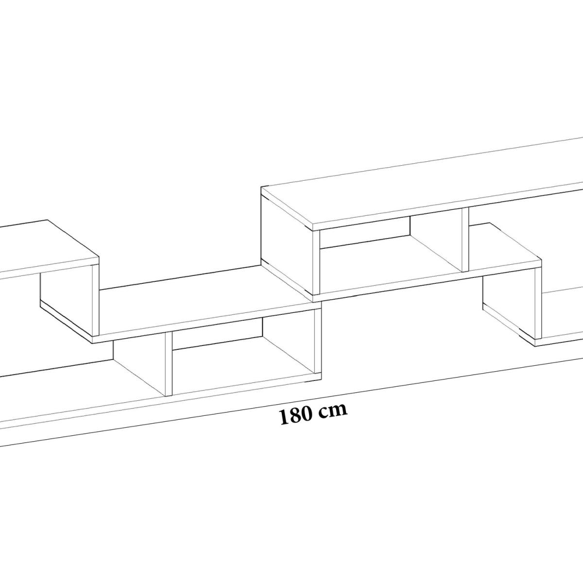 Tetris 120 cm Two L-Shaped Pieces Tv Stand with Adjustable Shelves - White – image 9