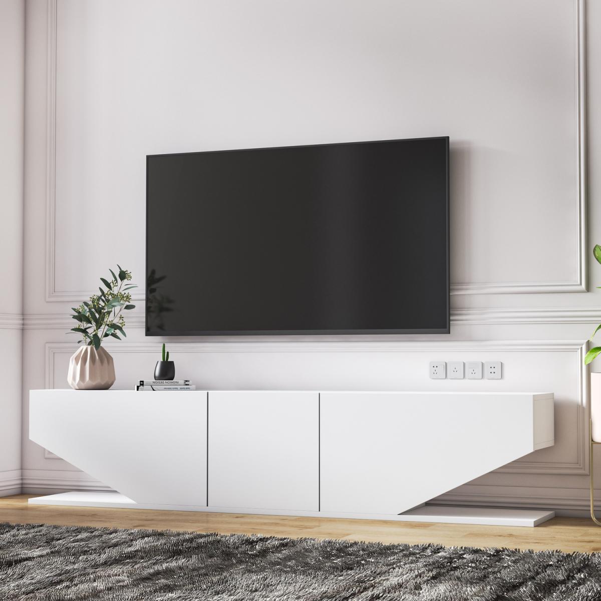 Pearl Modern TV Unit TV Stand for TVs up to 71in - Gloss White – image 3