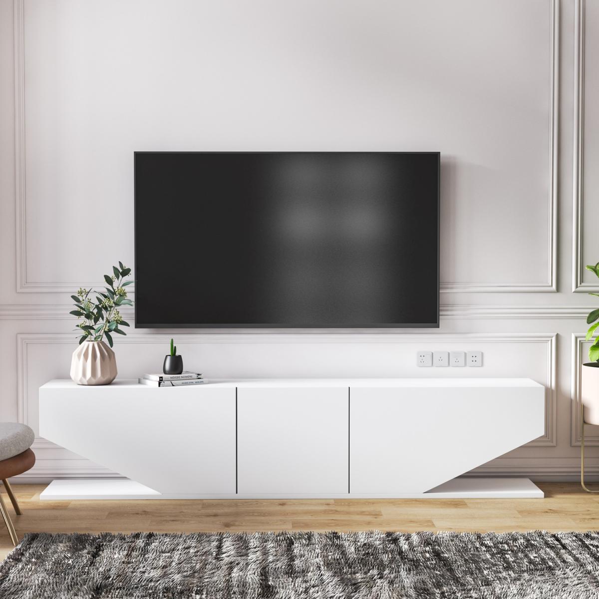 Pearl Modern TV Unit TV Stand for TVs up to 71in - Gloss White – image 4