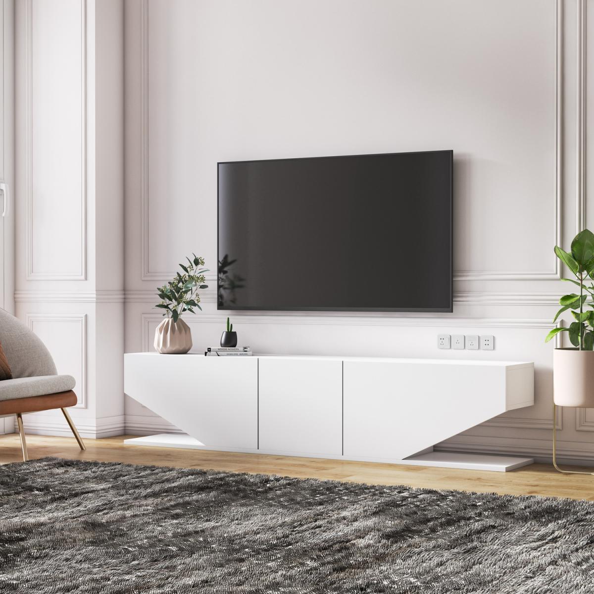Pearl Modern TV Unit TV Stand for TVs up to 71in - Gloss White – image 1