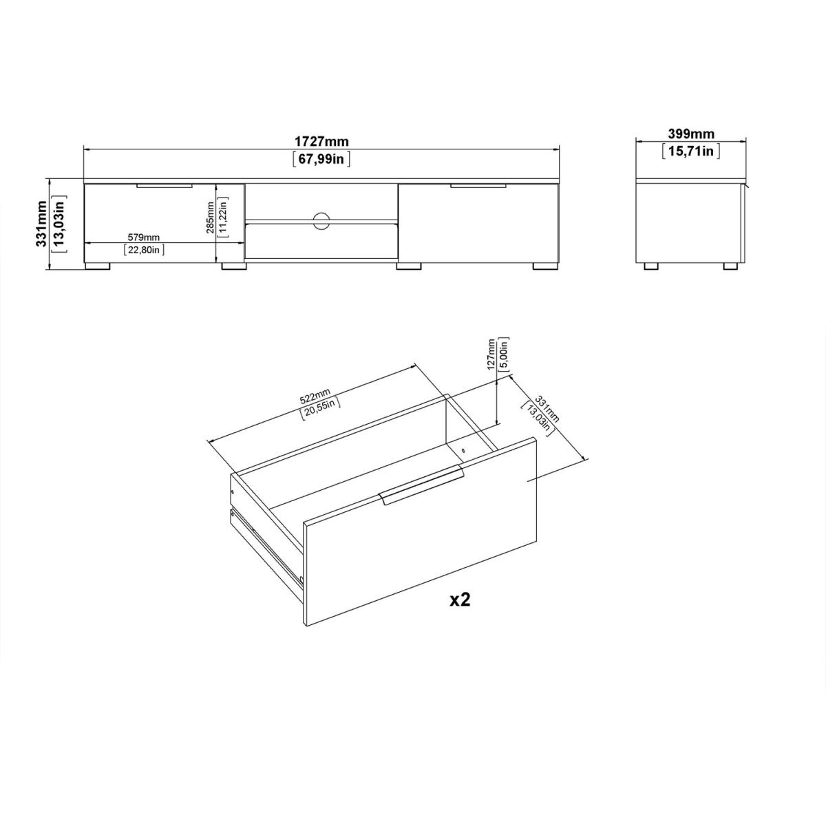 Match 2-Drawer 2-Shelf TV Unit - Black – image 15