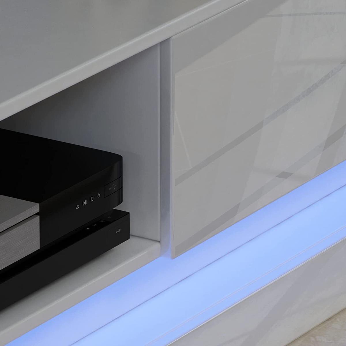 NAIMP TV Stand Cabinet Unit White 130cm With 16 Color RGB LED Lights  - White – image 3