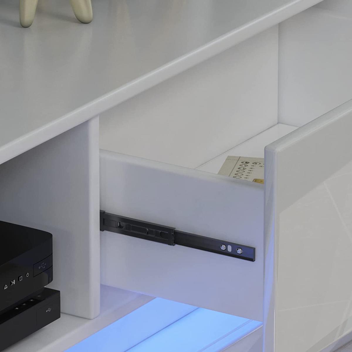 NAIMP TV Stand Cabinet Unit White 130cm With 16 Color RGB LED Lights  - White – image 4