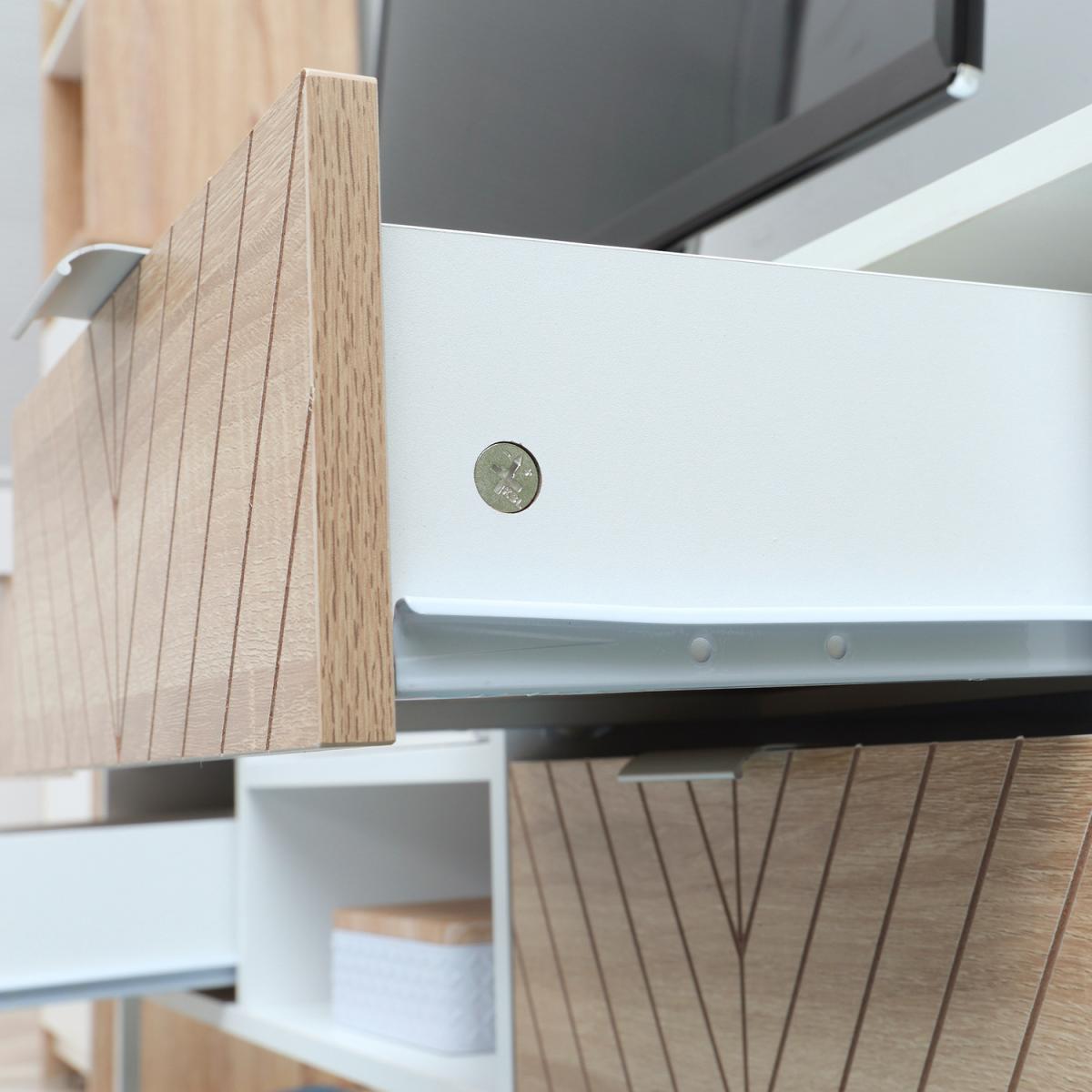 TV Stand Modern TV Cabinet with Storage Shelves and Drawers - White – image 3
