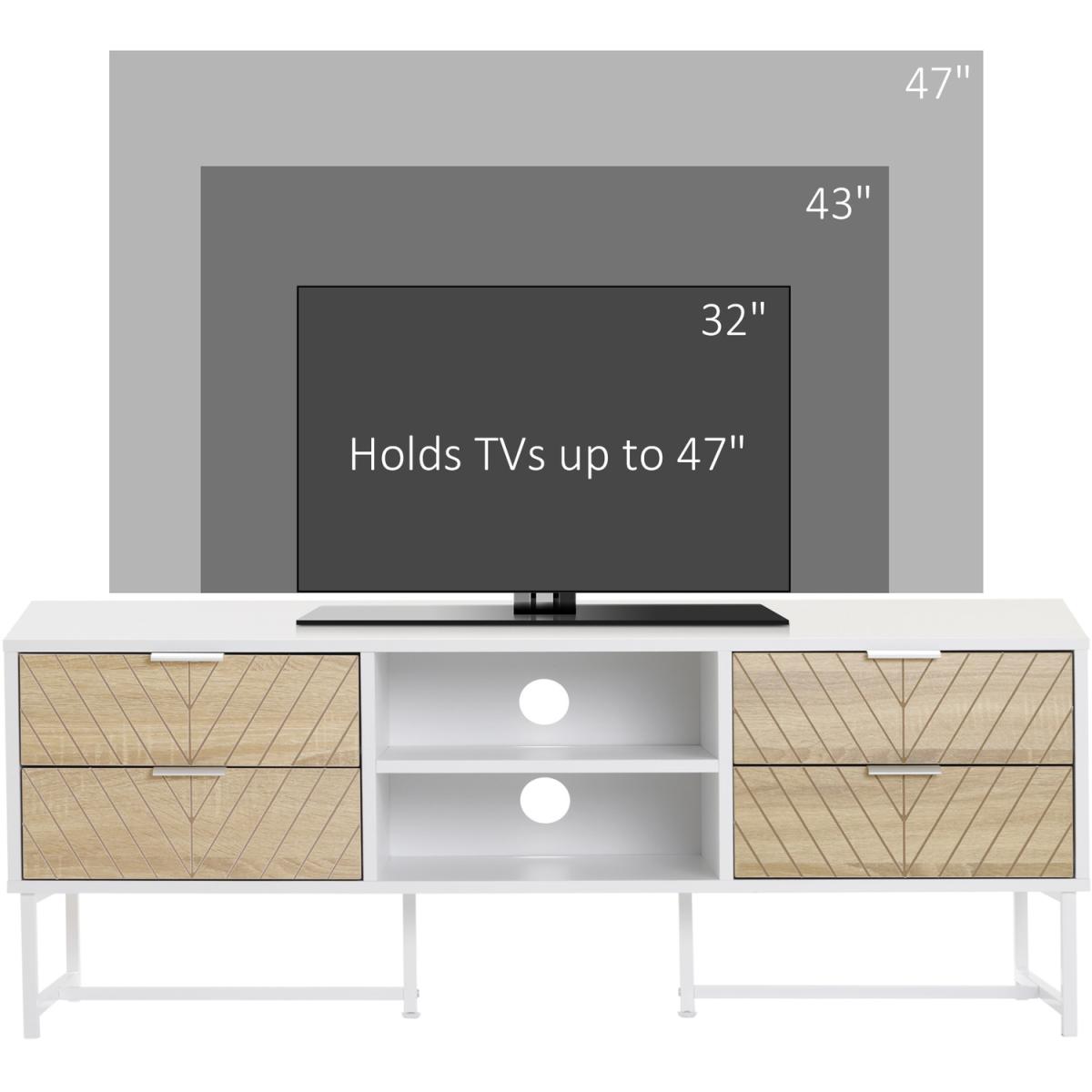 TV Stand Modern TV Cabinet with Storage Shelves and Drawers - White – image 4