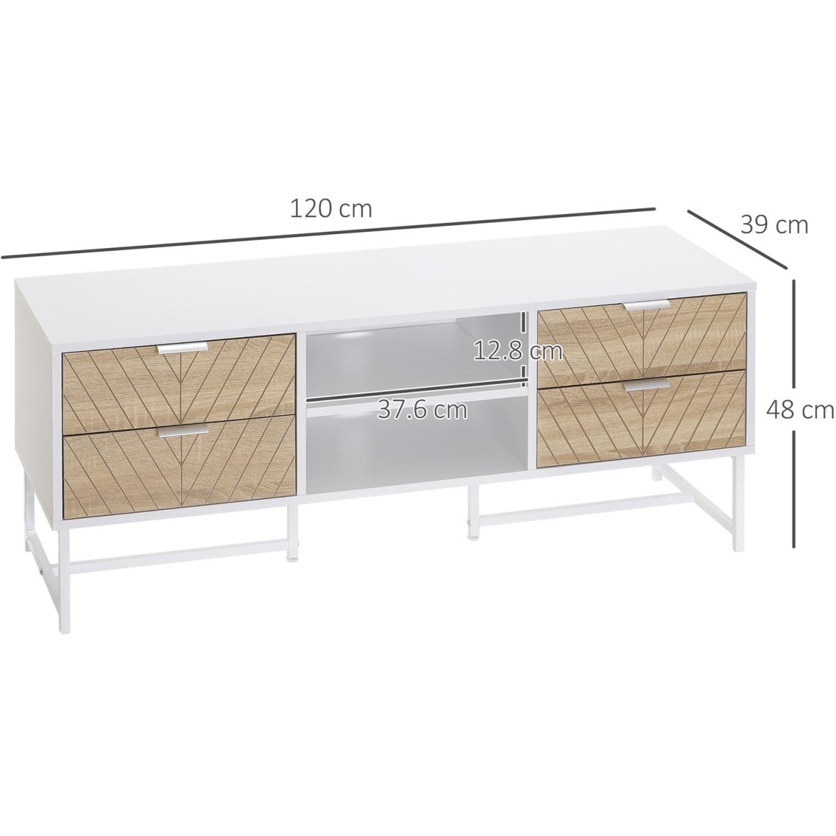 TV Stand Modern TV Cabinet with Storage Shelves and Drawers - White – image 8