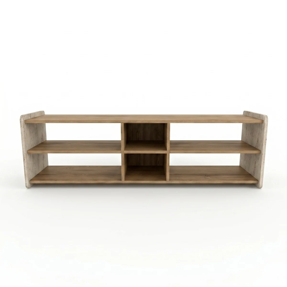 Decortie Bige TV Unit For TVs Up To 55in With 6 Open Shelves - Whiskey Oak – image 3
