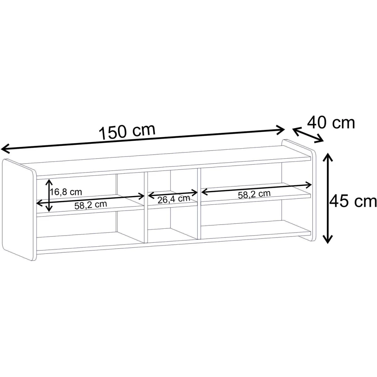 Decortie Bige TV Unit For TVs Up To 55in With 6 Open Shelves - Whiskey Oak – image 6