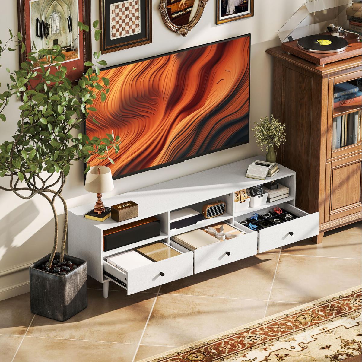 HOMCOM TV Unit TV Cabinet for up to 75 Inch with Drawers - White