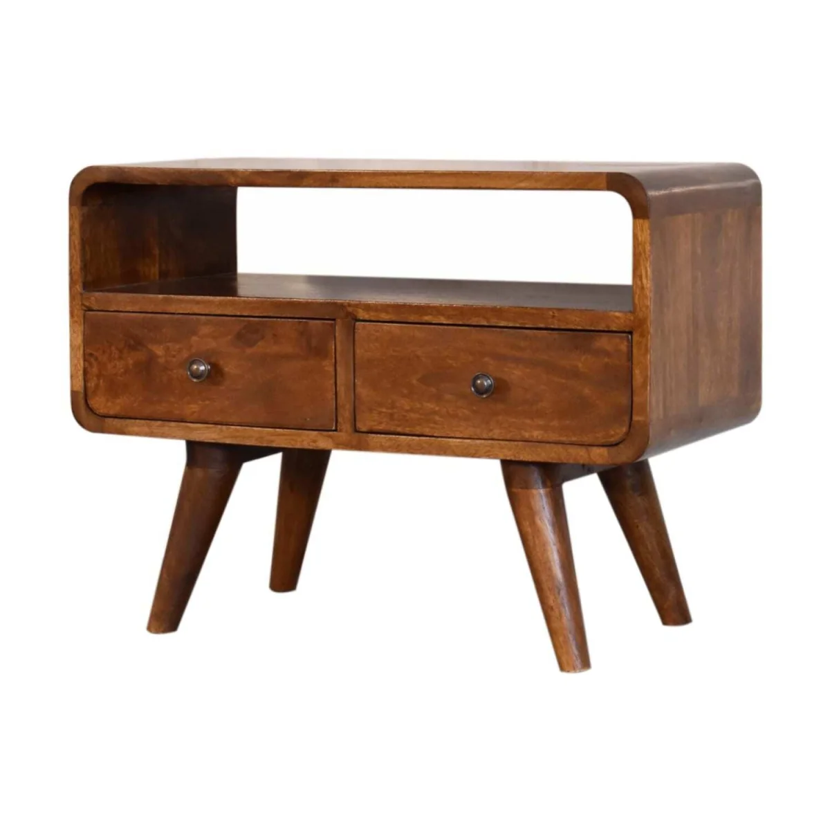Venzone Mini Chestnut Mango Wood TV Media Unit 2 Drawers - Brown – image 2
