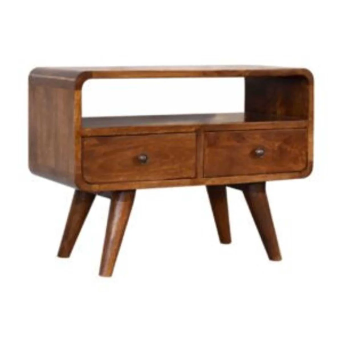 Venzone Mini Chestnut Mango Wood TV Media Unit 2 Drawers - Brown – image 3