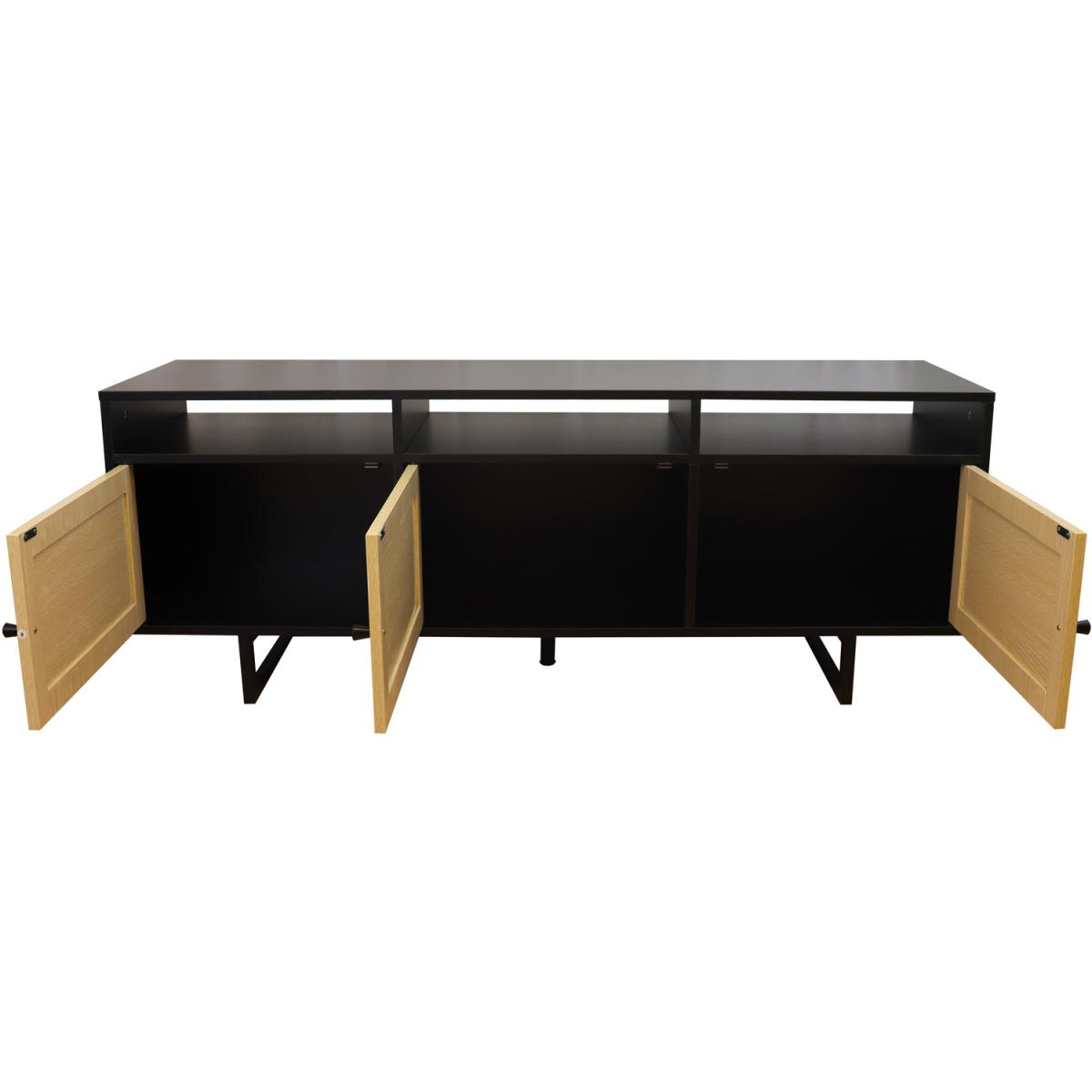 Rattan TV Unit with 3 doors - Black – image 2