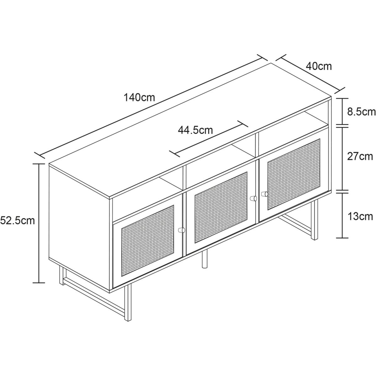 Rattan TV Unit with 3 doors - Black – image 3