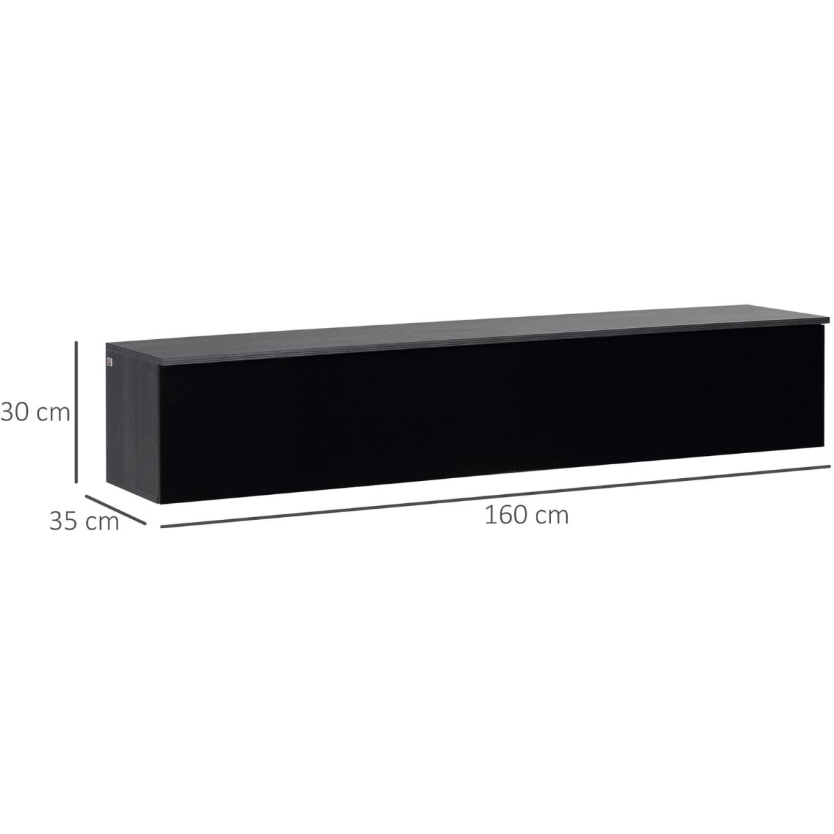 Floating TV Unit Stand for TVs up to 70" with High Gloss Effect - Black – image 2