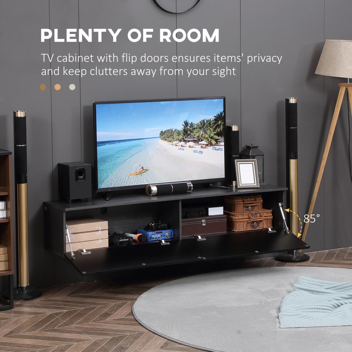 Floating TV Unit Stand for TVs up to 70" with High Gloss Effect - Black – image 3