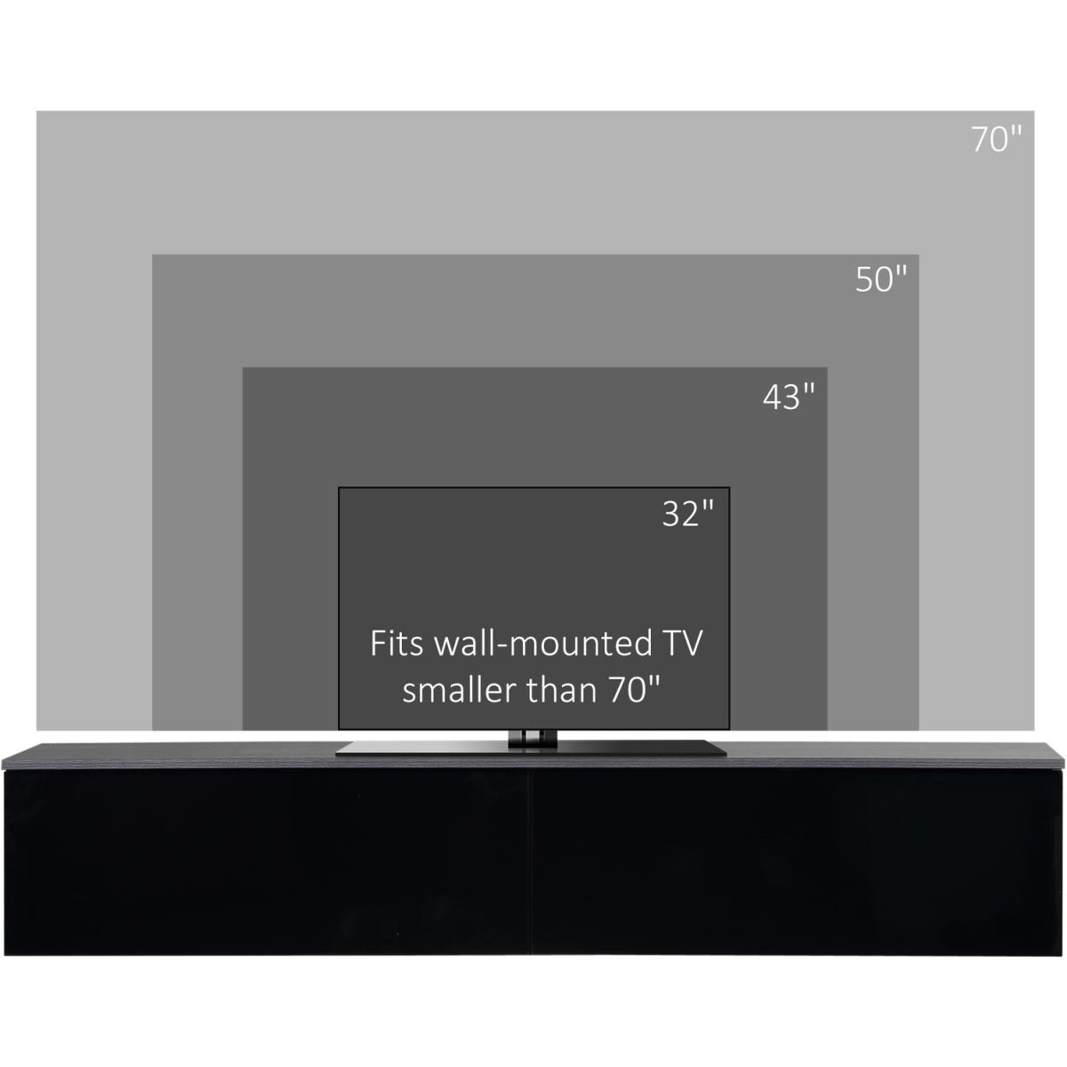 Floating TV Unit Stand for TVs up to 70" with High Gloss Effect - Black – image 4