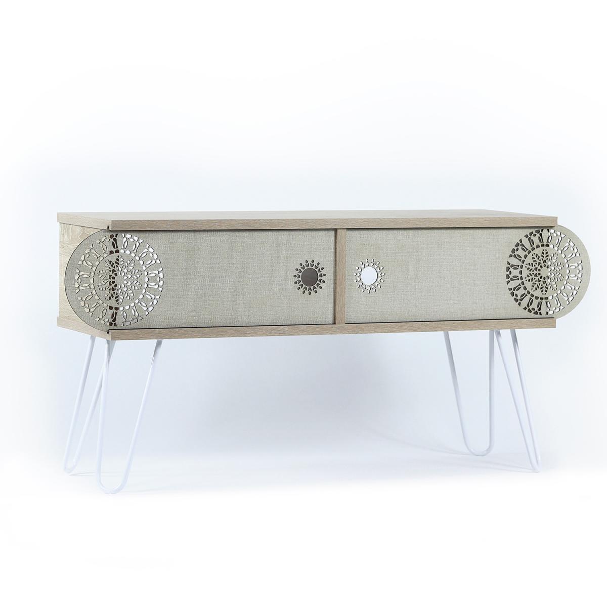 Illia TV Unit No2 Oak and White - Oak and White – image 2
