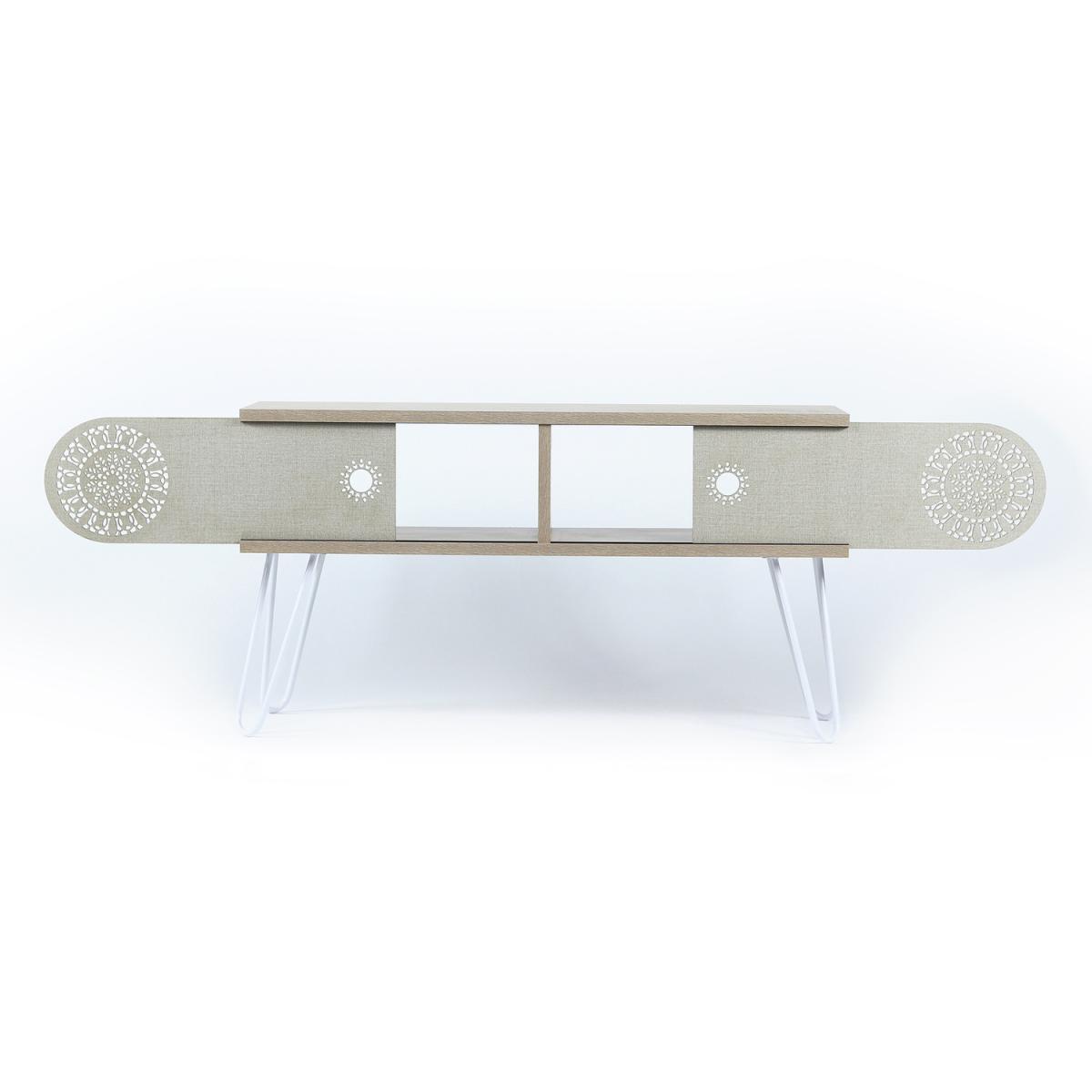 Illia TV Unit No2 Oak and White - Oak and White – image 4