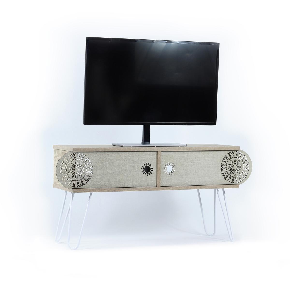 Illia TV Unit No2 Oak and White - Oak and White – image 1