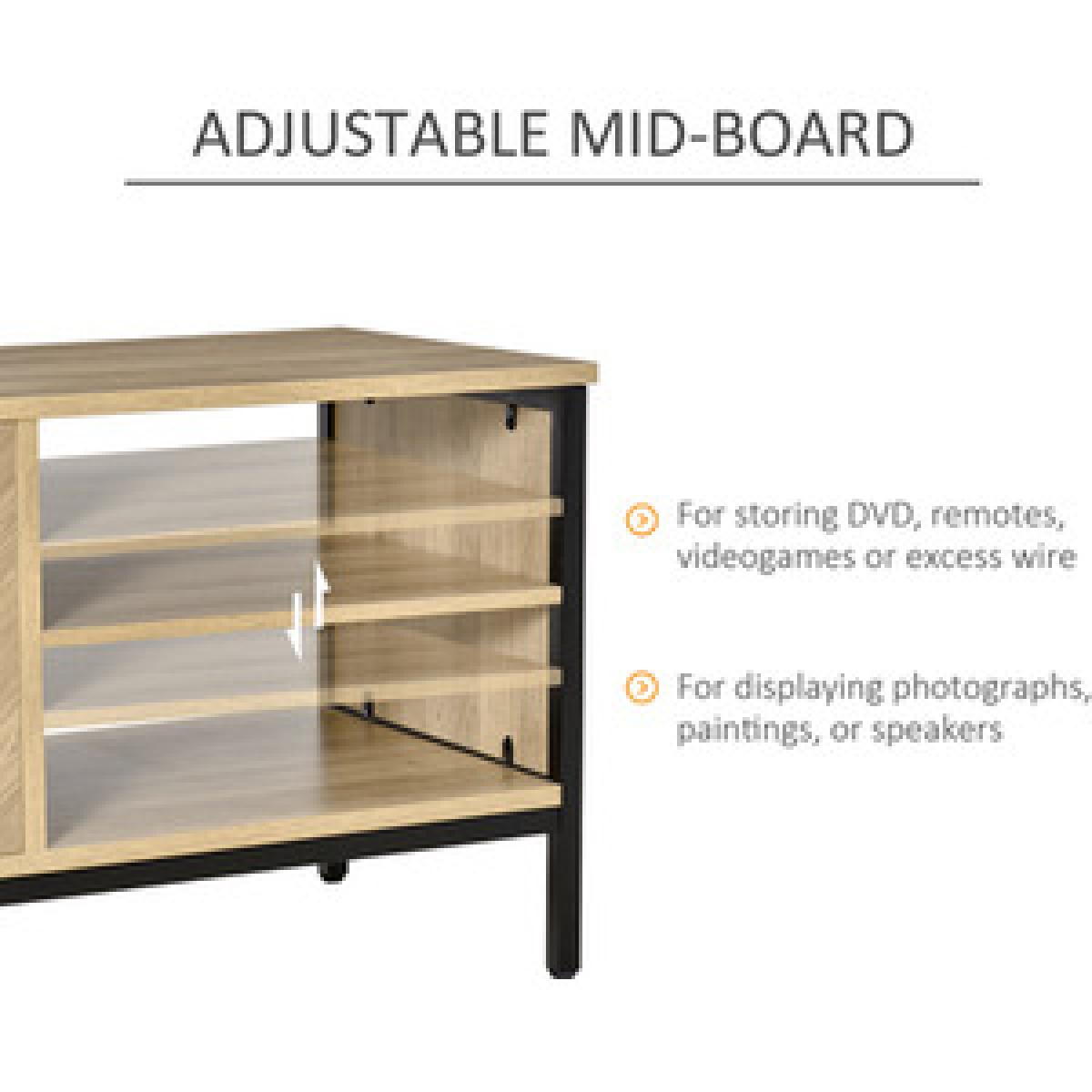 Natural Double Door TV Cabinet Stand with Adjustable Storage - Natural wood – image 11