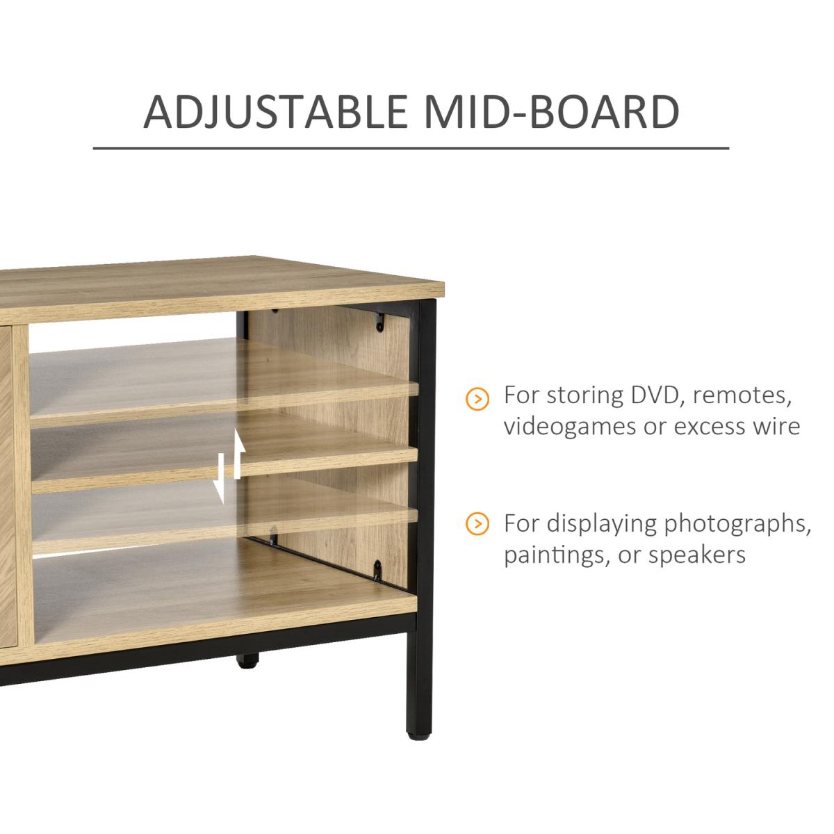 Natural Double Door TV Cabinet Stand with Adjustable Storage - Natural wood – image 5